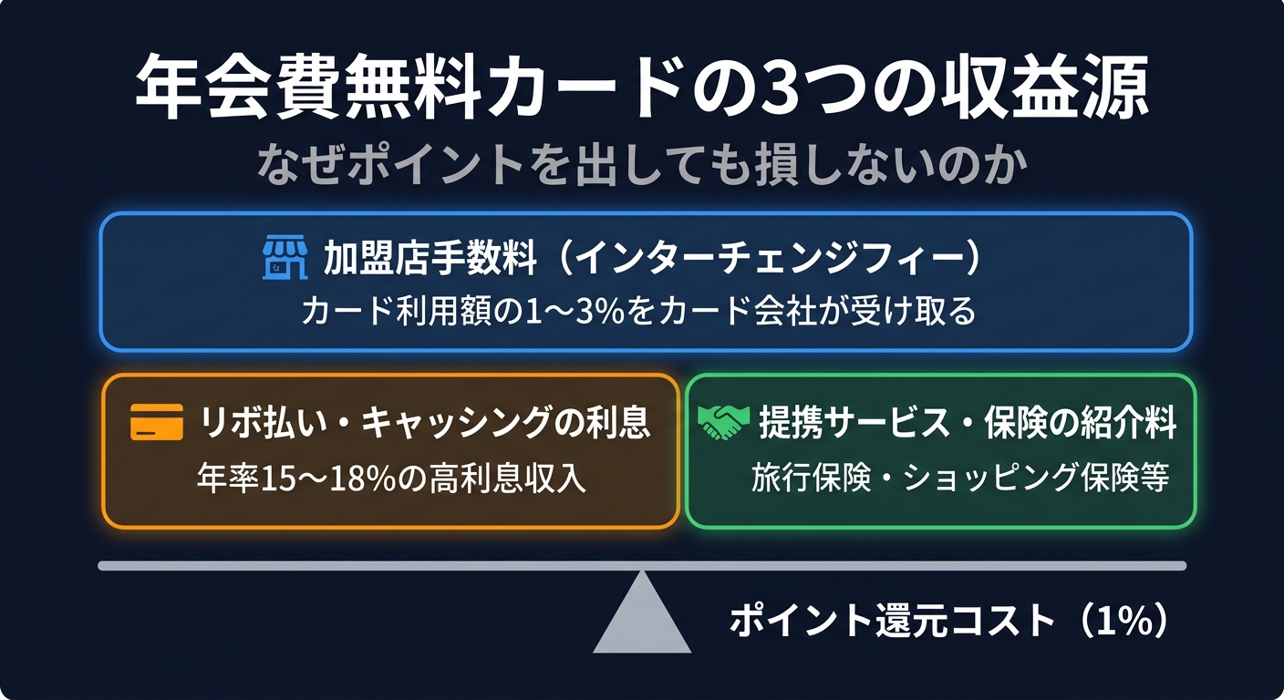 年会費無料カードの3つの収益源と収支構造