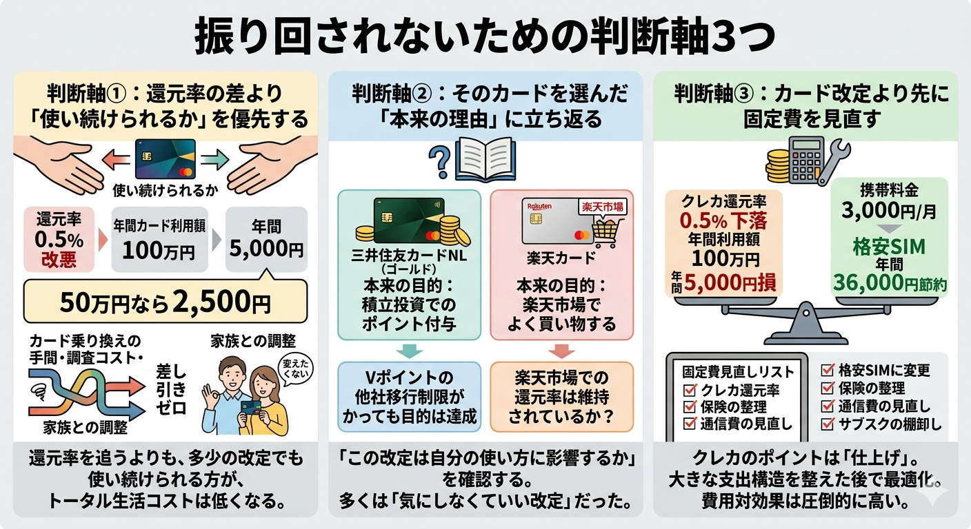 振り回されないための判断軸3つの図解