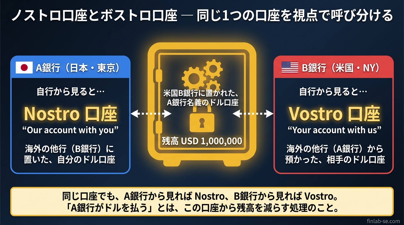 ノストロ口座とボストロ口座 — 同じ1つの口座を視点で呼び分ける