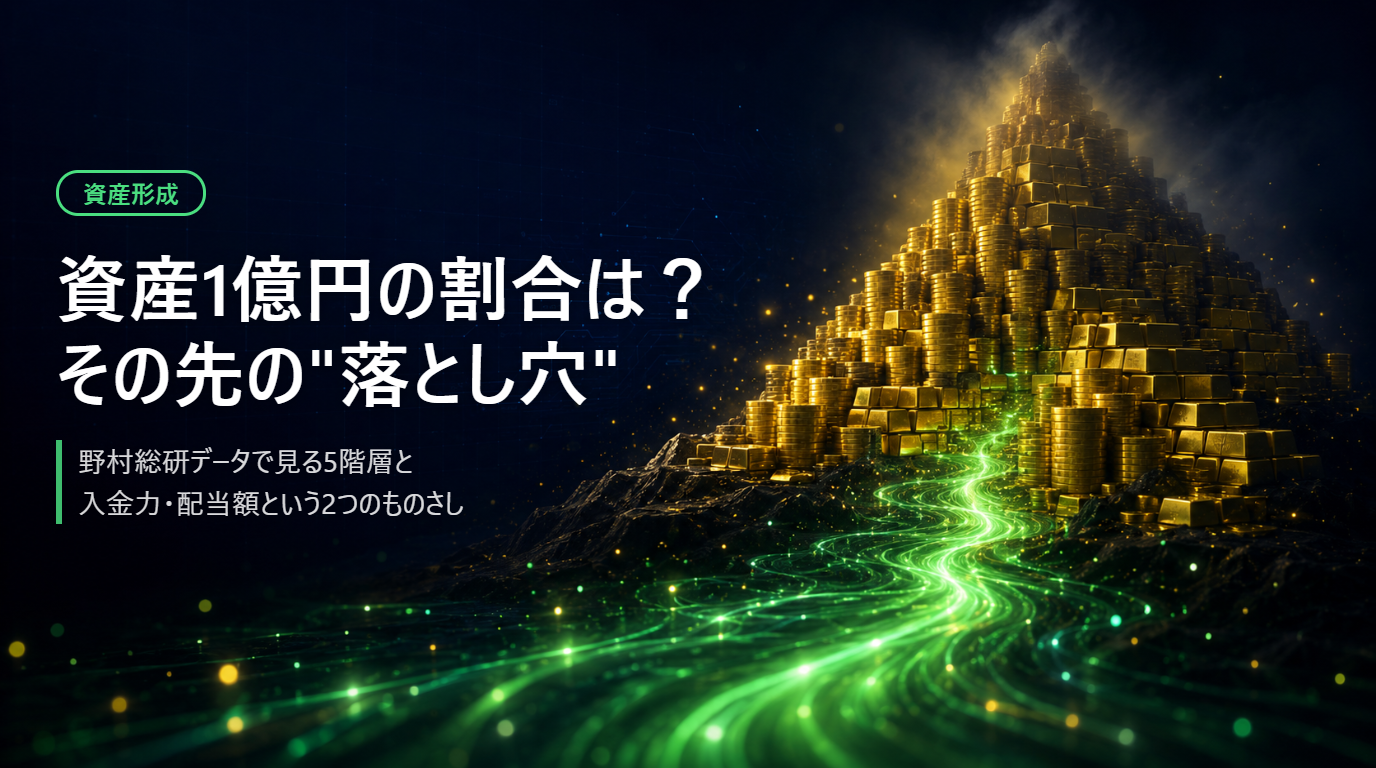 純金融資産の階層ピラミッドと自分の現在地を確認するイメージ